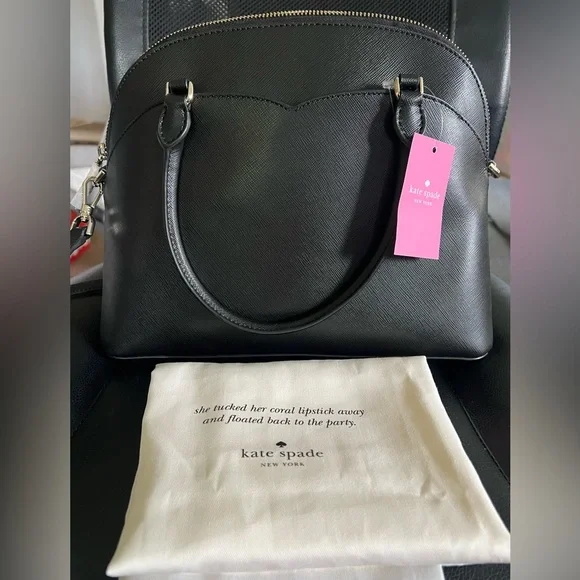 NWT Kate Spade Payton Medium Dome Satchel Bag Black with Crossbody & Dust Bag - Picture 14 of 16